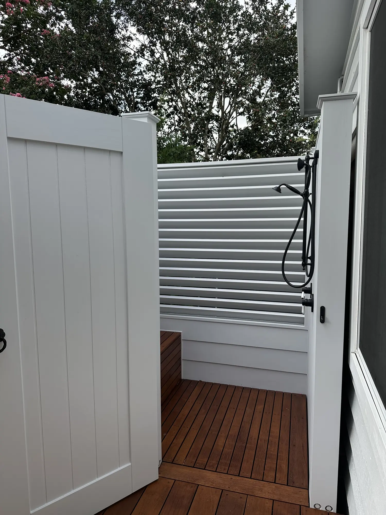 Merbau deck & outdoor shower, Erina Heights