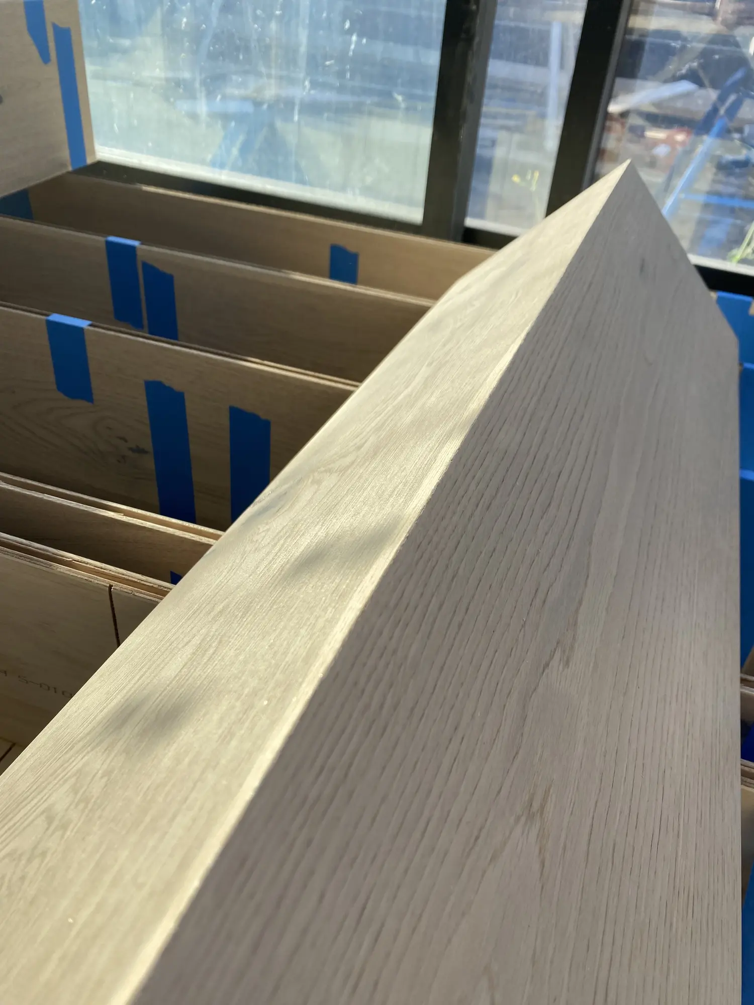 Close detail of accurately cut stair components prepared during a Pagewood project