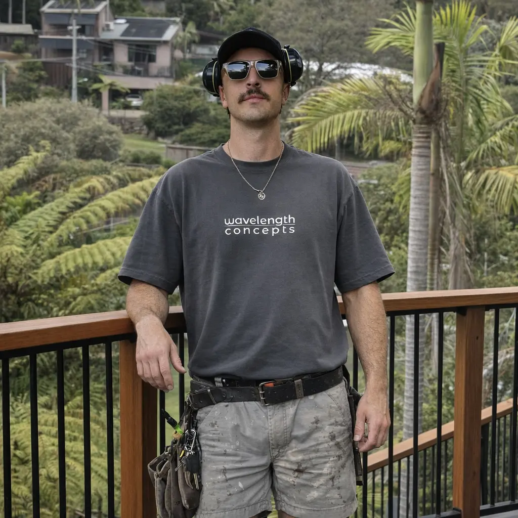 Zach Waterhouse in Wavelength Concepts uniform on the completed Terrigal Ekodeck project